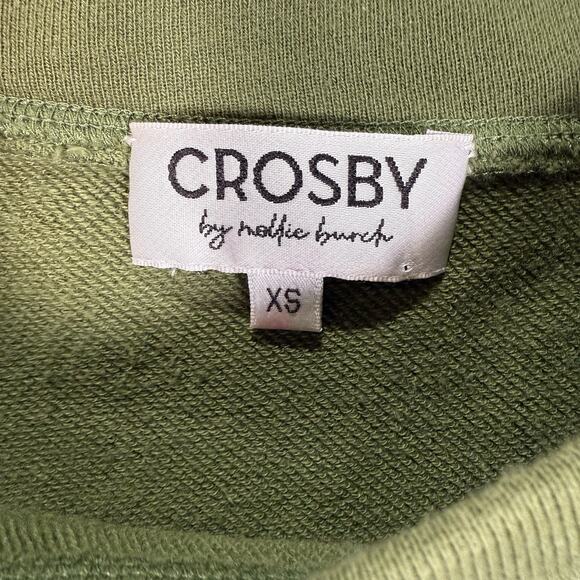 Crosby By Mollie Burch Ollie Sweater Size XS Green French Terry Eyelet Ruffle - Picture 3 of 7